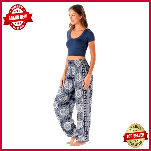 High Waisted Harem Pants Handmade Flowy Boho Lounge Yoga Active - Picture 5 of 7